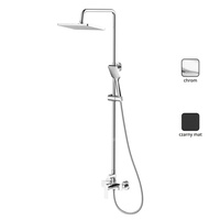 Deszczownia WEGA z baterią natryskową naścienna czarny mat głowica 35