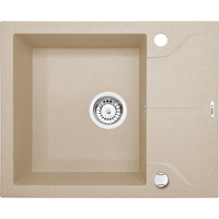 Zlew. andante piaskowy granit 1k z/ko 590x490x194, 3,5" + osprzęt space-saver