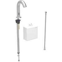 Bateria umywalkowa Geberit Piave, stojąca, zasilanie bateryjne, z natynkową skrzynką funkcyjną, bez mieszacza, stal nierdzewna