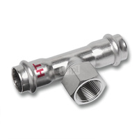 Trójnik SANHA NiroSan Press Industry stal nierdzewna 22 mm x 1/2'' x 22 mm (zw x GW x zw)