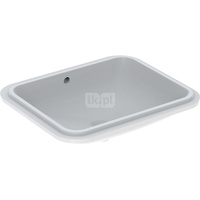 Umywalka GEBERIT Variform prostokątna, biała / KeraTect, 580mm, bez otworu na baterię, z odpływem przelewowym, bez półki