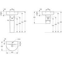 CONNECT UMYWALKA ARC 45CM Z OTWOREM 450X