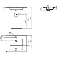 TEMPO Umywalka z powierzchniami bocznymi 81 cm