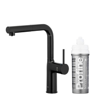DUERO PURE MOVE PULL-OUT Bateria kuchenna z funkcją filtracji wody i wyciąganą wylewką, Czarna + Zestaw filtrujący PROFINE Silver S