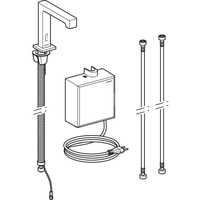 Bateria umywalkowa Geberit Brenta, stojąca, zasilanie sieciowe, z natynkową skrzynką funkcyjną, z mieszaczem termostatycznym, chrom