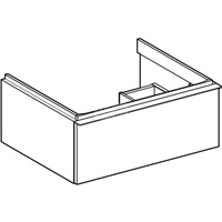 Szafka pod umywalkę Geberit iCon, z jedną szufladą: Szerokość umywalki=60cm, Korpus i front: dąb / melaminowa struktura drewna, Uchwyt: lava / malowany proszkowo, matowy