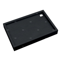 Brodzik akrylowy zintegrowany z nośnikiem Stabilsound Plus® oraz obudową akrylową przeciągniętą do podłogi Medium Black Stone 90x120x16 cm, prostokątny