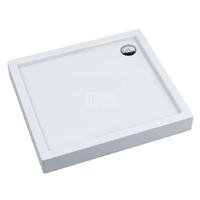 Brodzik akrylowy zintegrowany z nośnikiem Stabilsound Plus® oraz obudową akrylową przeciągniętą do podłogi Competia 70x80x14 cm, prostokątny z odpływem w narożniku