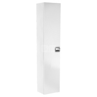 Wysoka szafka Koło Twins, z jednymi drzwiami, B35cm, H180cm, korpus i front: biały / lakierowany na wysoki połysk, uchwyt: chromowany z połyskiem 