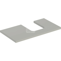 Blat pod umywalkę Geberit ONE z wycięciem, do umywalki nablatowej w kształcie misy: B=89.4cm, Greige, Lakierowany matowy, Przekrój=Prawa strona