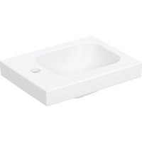 Umywalka GEBERIT iCon Light prostokątna, biała, 380mm, otwór na baterię z lewej, bez odpływu przelewowego, półka z lewej