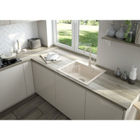 Zlew. andante alabaster granit 1k 600x520x210 + osprzęt space-saver