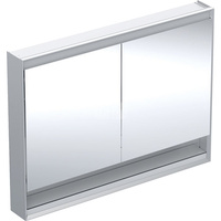 Szafka z lustrem Geberit ONE z wnęką i ComfortLight, z dwoma drzwiami, montaż natynkowy, wysokość 90 cm: B=120cm, Aluminium anodyzowane