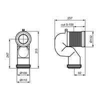 Kolano 90 st. dł. 165-250 mm