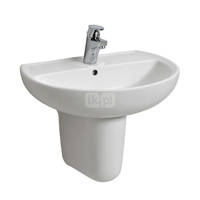 Umywalka Koło Rekord: 60x45.5cm, Otwór na baterię=Na środku, Przelew=Widoczny, Biały