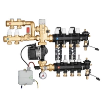 Zespół regulacyjny - regulacja stałotemperaturowa. 5 wyjść. Dodatkowy rozdzielacz obiegu pierwotnego z dwoma wyjściami.