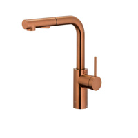 DUERO BASIC Bateria kuchenna stojąca z wyciąganą wylewką i obrotową wylewką 2 funkcyjną, PVD Brushed rose gold