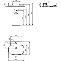 LINDA-X Umywalka 60cm 1OT SLOT Z/P GLS W