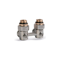 Przyłącze grzejnikowe, rozstaw 50mm, kątowe, DN15/DN20 ECK - podwójne przyłacze grzejnikowe, katowe, 1/2" x 1/2", niklowane