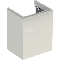 Szafka pod małą umywalkę Geberit Smyle Square, z jednymi drzwiami: 49.2x61.7x40.6cm, Piaskowy szary, Szerokość umywalki=50cm, Drzwi=Zawias po lewej