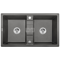 Zlew. eridan antracyt metalik granit 2k b/o 860x500x220, 3,5" + osprzęt space-saver click
