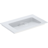 Umywalka GEBERIT ONE prostokątna, biała / KeraTect, 750mm, bez otworu na baterię, nakładany od góry, bez odpływu przelewowego, półka od ściany
