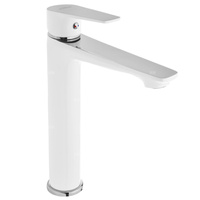 Wysoka bateria umywalkowa Dokos biała