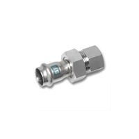 Śrubunek SANHA NiroSan SF trzyczęściowy, stal nierdzewna, 15 mm x 3/4'' (zw x GW)