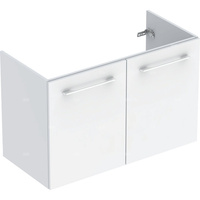 Szafka pod umywalkę meblową Geberit Selnova Square, slim, z dwoma drzwiami: B=98.8cm, Szerokość umywalki=100cm, H=63.5cm, T=50.2cm, Biały / Lakierowany na wysoki połysk 