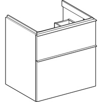 Szafka pod umywalkę Geberit iCon, z dwoma szufladami: Szerokość umywalki=60cm, Korpus i front: biały / lakierowany na wysoki połysk, Uchwyt: biały / powlekany proszkowo, matowy