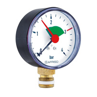 Manometr z rurką Bourdona AFRISO HZ grzewczy 0/4 bar G1/2B radialne fi 80 mm, kl. 2.5%