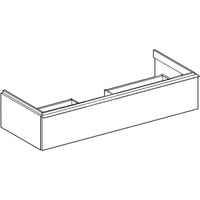 Szafka pod umywalkę Geberit iCon, z jedną szufladą: Szerokość umywalki=120cm, Korpus i front: dąb / melaminowa struktura drewna, Uchwyt: lava / malowany proszkowo, matowy