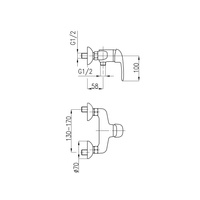 Bateria natryskowa ścienna KFA Armatura ALBIT, kolor chrom