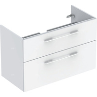 Szafka pod umywalkę meblową Geberit Selnova Square, slim, z dwoma szufladami: B=98.8cm, Szerokość umywalki=100cm, H=63.5cm, T=50.2cm, Biały / Lakierowany na wysoki połysk 