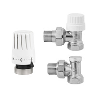 Komplet termostatyczny kątowy INVENA PROV - zawór termostatyczny, zawór powrotny, głowica mini 2 PROV