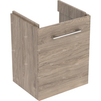 Dolna szafka pod umywalkę kompaktową Geberit Selnova Square, z jednymi drzwiami: Szerokość umywalki=50cm, Orzech włoski hickory