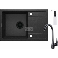 Zlew. corio grafit granit + bateria bmo n62m nero + osprzęt space-saver nero + dozownik