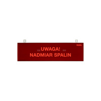 tablica ostrzegawcza "UWAGA! NADMIAR SPALIN", podświetlenie czerwone LED, wbudowana cicha syrenka, zasilanie 12/24V
