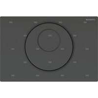 Przycisk uruchamiający Geberit Sigma10 do systemu spłukiwania WC z elektronicznym uruchamianiem spłukiwania, okrągły: Płyta i przycisk: czarne, Pierścień ozdobny: czarny mat