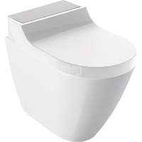 Urządzenie WC z funkcją higieny intymnej Geberit AquaClean Tuma Comfort, stojąca miska WC, przylegające do ściany: Miska ustępowa: biały / KeraTect, Panel dekoracyjny: stal nierdzewna szczotkowana