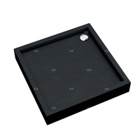 Brodzik akrylowy zintegrowany z nośnikiem Stabilsound Plus® oraz obudową akrylową przeciągniętą do podłogi Medium Black Stone 90x90x16 cm, kwadratowy