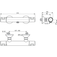 Bateria natryskowa ścienna IDEAL STANDARD CERATHERM T25, kolor mosiądz (malowany proszkowo) termostatyczna