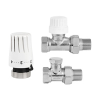 Komplet termostatyczny prosty z nastawą wstępną INVENA PROV - zawór termostatyczny, zawór powrotny, głowica mini 2 PROV