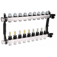 Rozdzielacz do ogrzewania podłogowego AFRISO ProCalida VA 1C 9-obieg. stal nierdzewna GZ 1'' x euroconus 3/4''