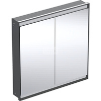 Szafka z lustrem Geberit ONE z ComfortLight i dwojgiem drzwi, montaż podtynkowy, wysokość 90 cm: B=90cm, Czarny mat / Aluminium malowane proszkowo