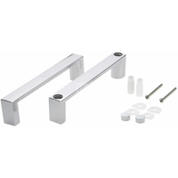 Kpl. uchwyt kwadratowy na 1 drzwi z logo, chrom, rozstaw otworów montażowych 140 mm