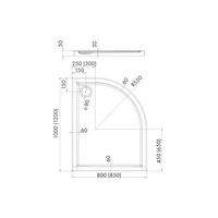 Brodzik kompozytowy Stabilsound Plus® Corrina 80x100x5 cm R55, asymetryczny prawy