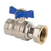 Zawór kulowy prosty redukcyjny z półśrubunkiem z niebieskim/czerwonym motylkiem Invena Prov