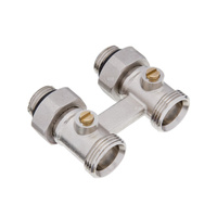 Dwururowy blok kurków, prosty do grzejników stalowych z gwintami zew. PROV