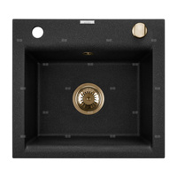 Zlewozmywak granitowy jednokomorowy TESALIA czarny nakrapiany/złoty